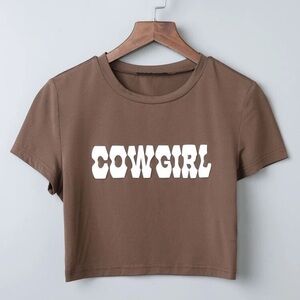 SHEIN Chocolate Brown 'Cowgirl' Crop Top